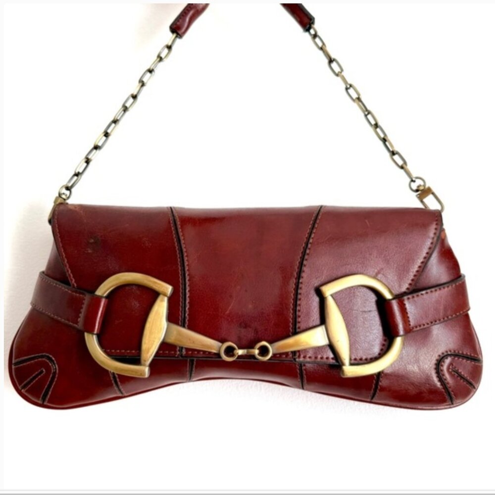 RINA RICH (Gucci Look-Alike) Baguette Y2K Shoulder Bag Golden Horsebit